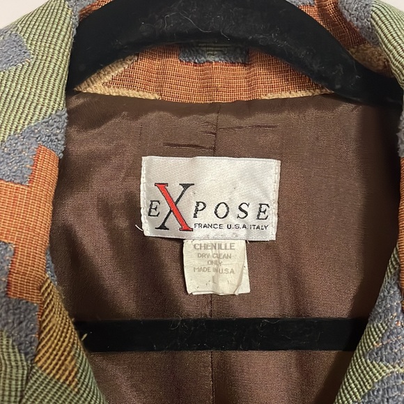 Expose France USA Italy. pattern blazer! Size L, worn by a Petite woman! - Picture 6 of 6